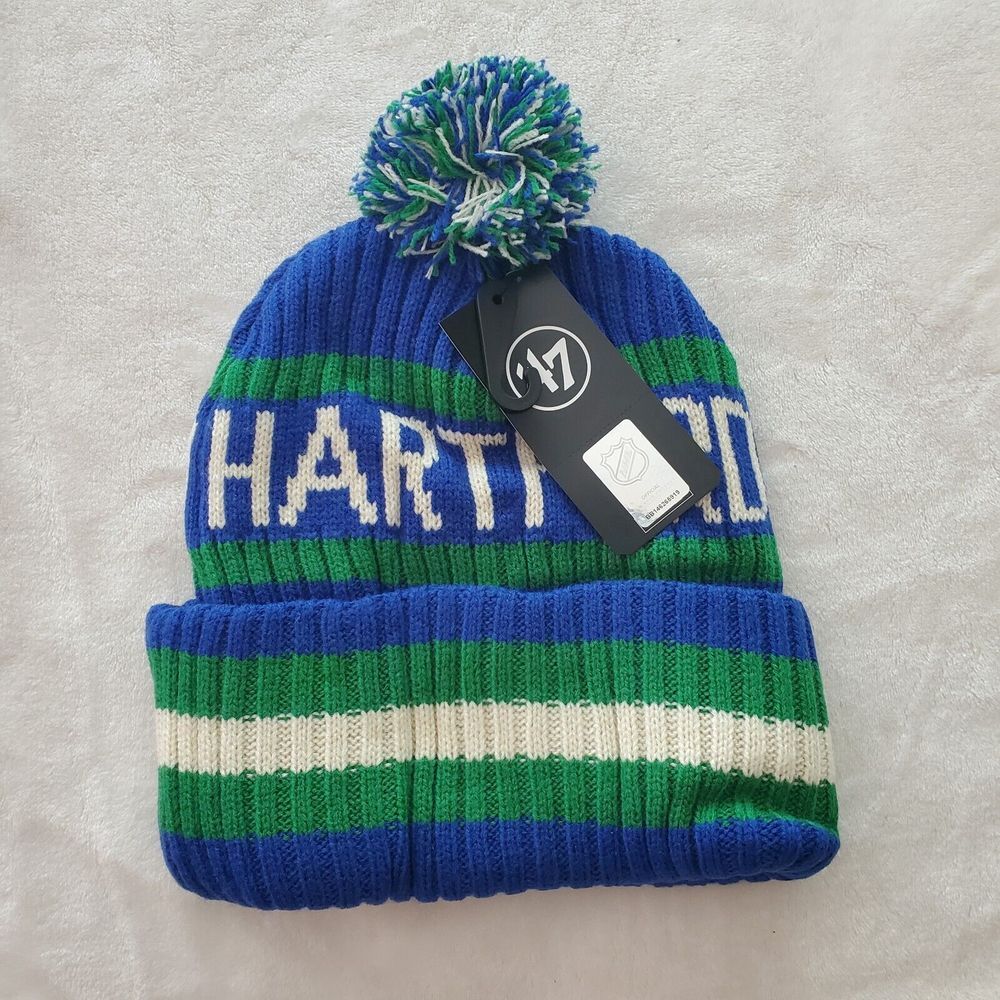 Vintage Hartford Whalers Throwback  NHL '47 Brand Winter Beanie Knit Ski Cap Hat